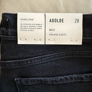 Agolde High Rise Slim Fit Jeans - light washed black